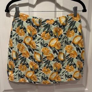 ABERCROMBIE & FITCH Lemon Print Linen Mini Skirt Skort NWT